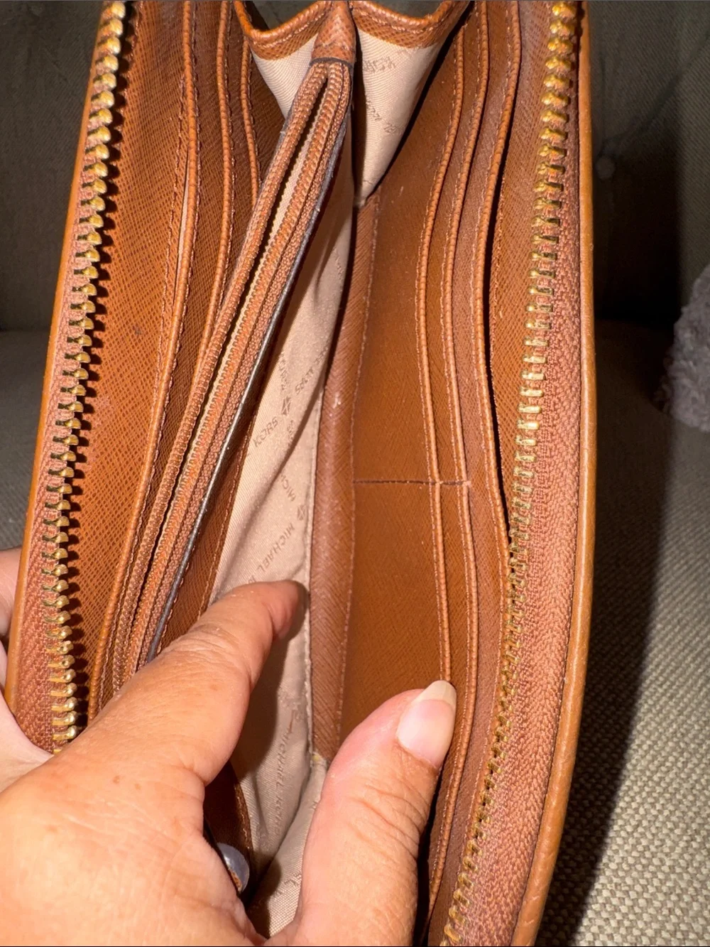 Michael Kors Brown Signature MK Zip Wallet